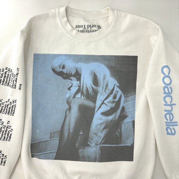Ariana Grande Coachella AMEX Sweetener World Tour Sweatshirt Womens S White READ - Picture 2 of 15